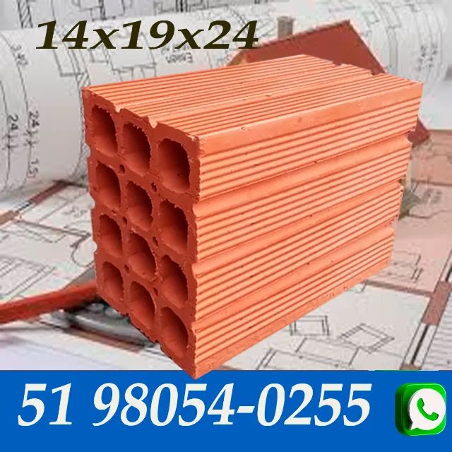 Tijolos 12  Furos 14x19x24 . Frete Grátis Porto Alegre Região e Litoral .
