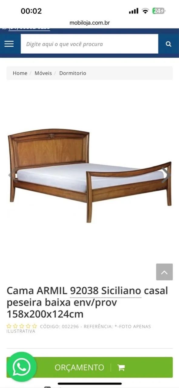 Cama, 02 criados e cômoda de madeira maciça - Foto 2