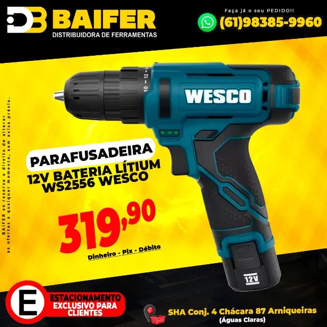 Parafusadeira 12v Bateria Lítium Ws2556 Wesco
