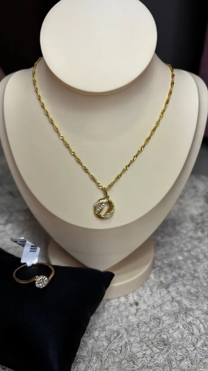 Conjunto Colar e Anel semijoia