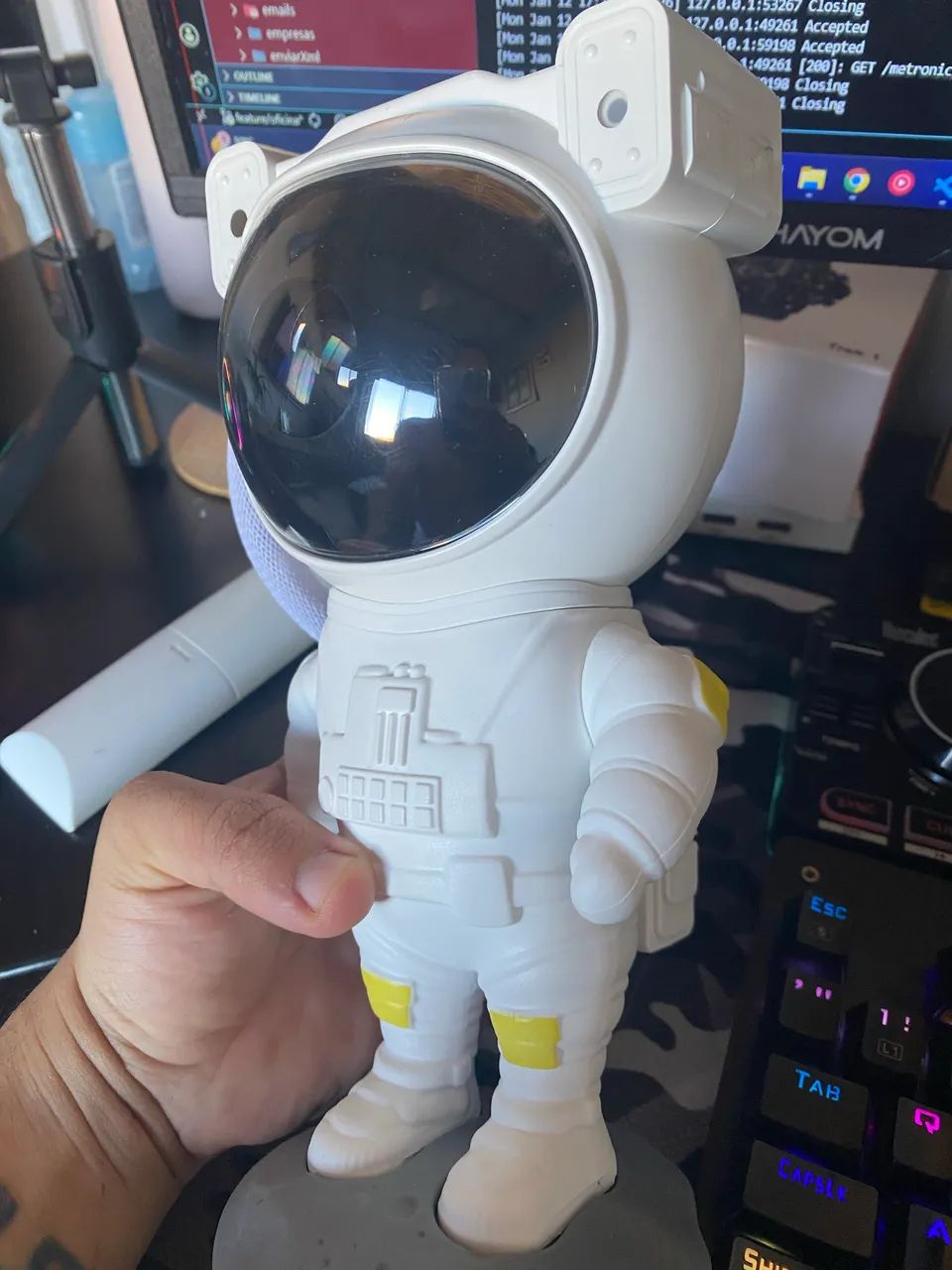 Astronauta projetor galáxia