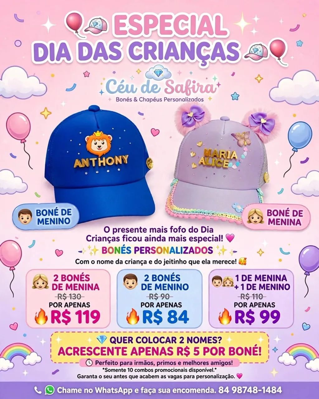 Bonés infantil personalizado 