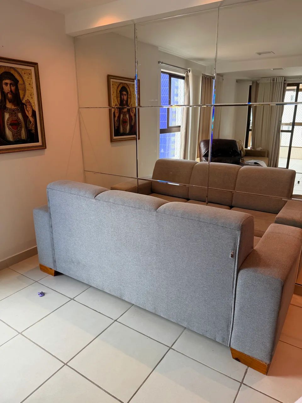 Sofá Retrátil 3 Lugares 2,05m Artflex - Linho Cinza  - Foto 5