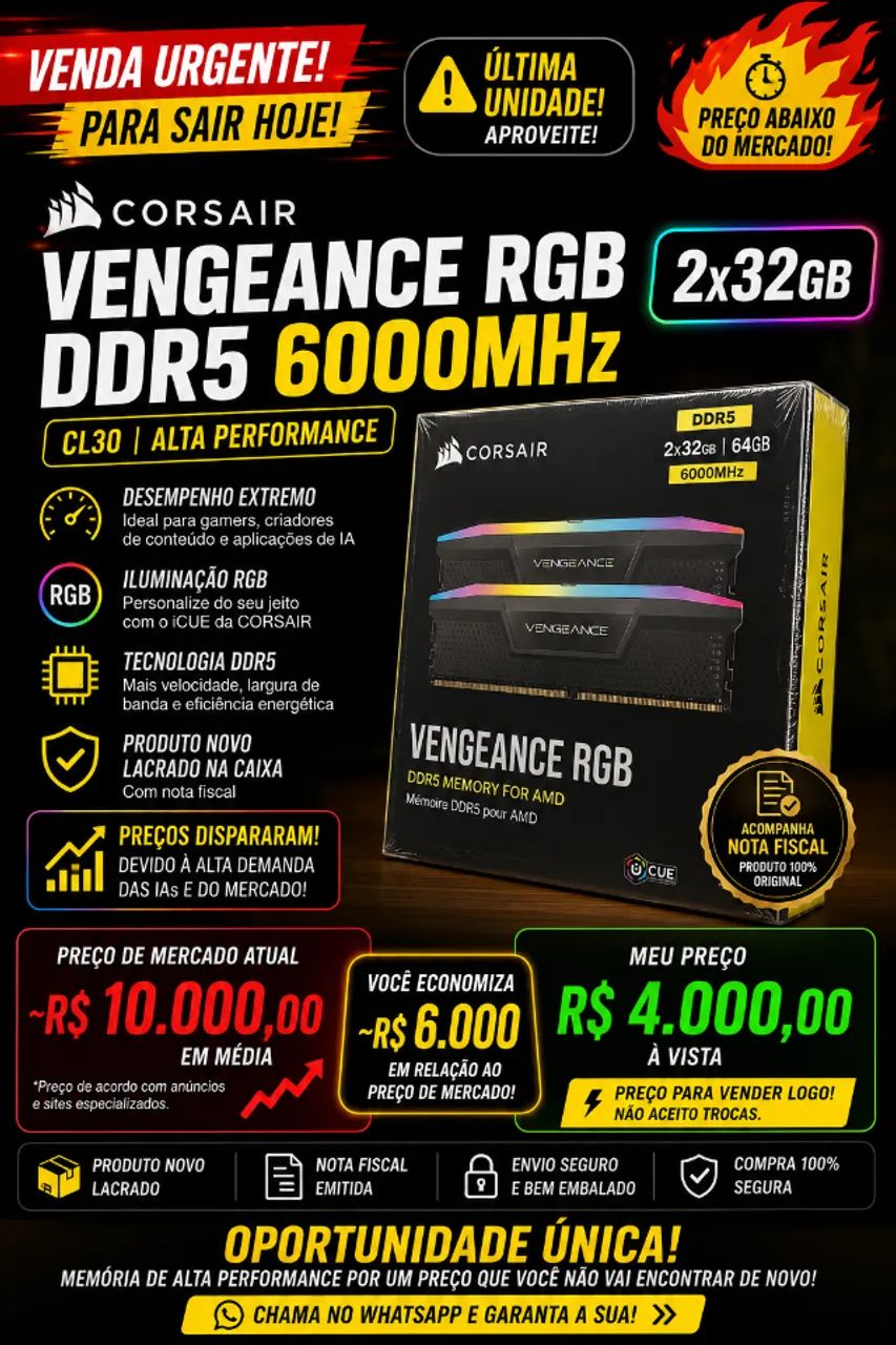 新品未開封 A-DATA DDR5 64GB(32GB*2) 6000MHz Memória DDR5 Amd Expo 32GB 6000mhz CL30 2x16GB G.skill Trident F5