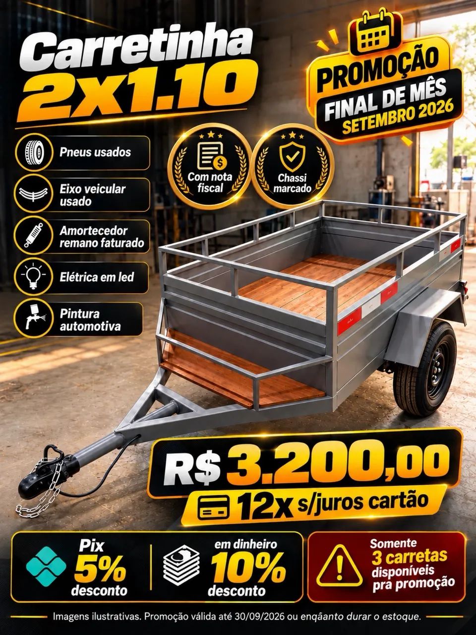 Carretinha reboque 2x1.10