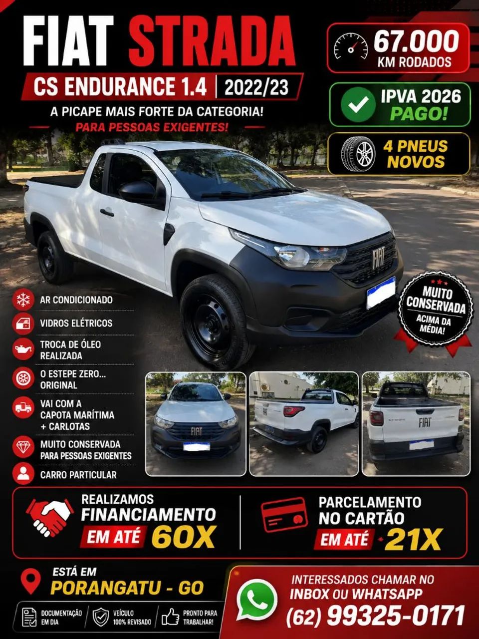 Fiat Strada Endurance 1.4 Flex 8V CS Plus 2023 - Foto 4