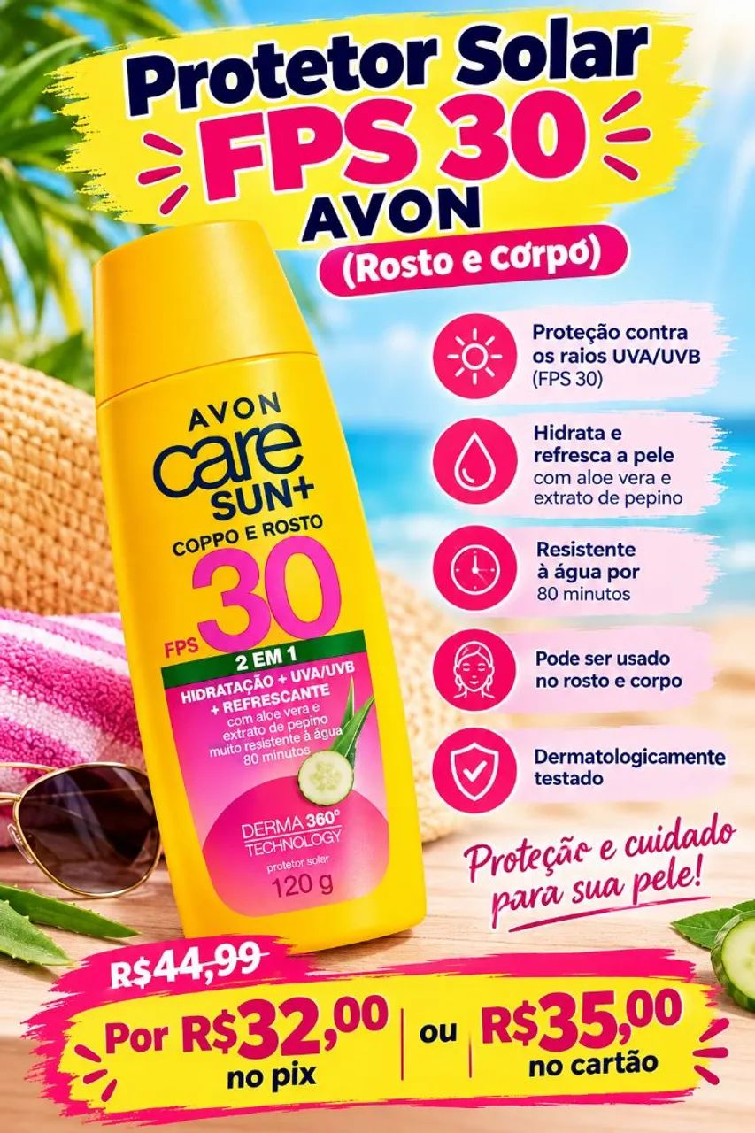 Protetor solar fps 30 com pepino (rosto e corpo)