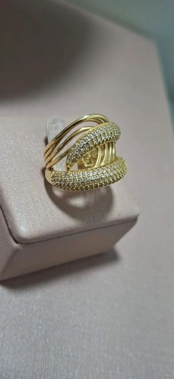 Anel intrelaçado ouro 18k - Foto 3