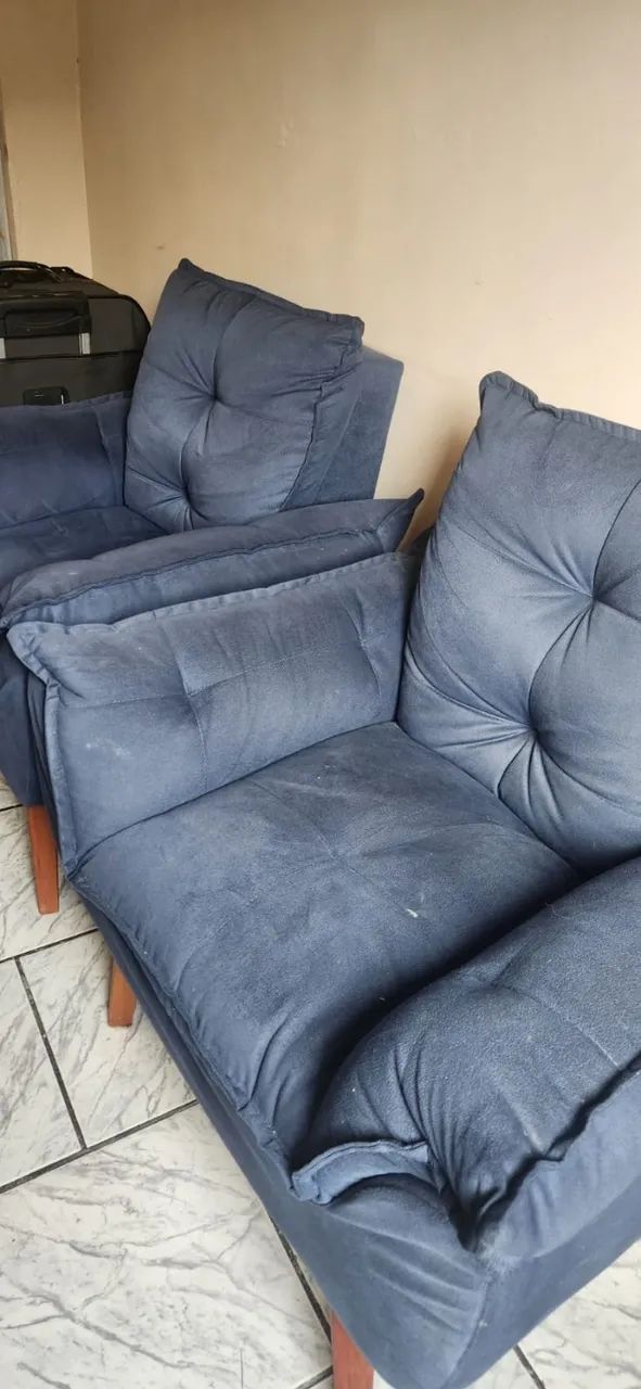 Kit com 2 Poltronas Opala Decorativas + 1 Puff em Suede - Foto 2