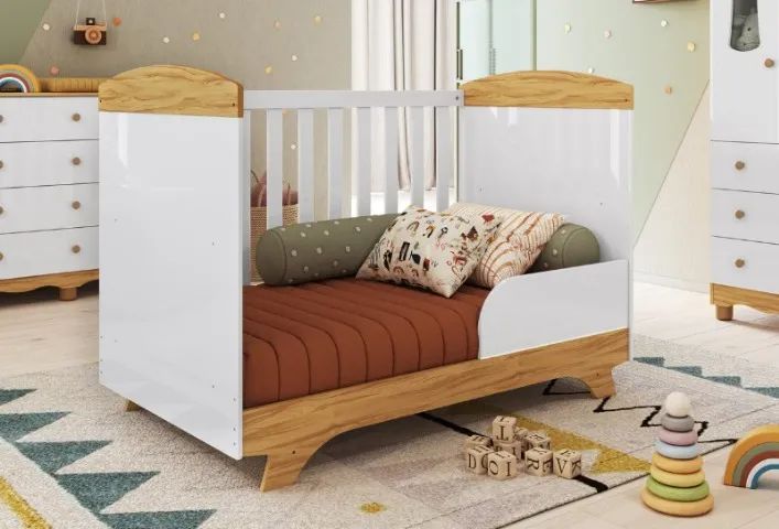 Berço Cama Cris Americano, 100% MDF - Peroba - Foto 5