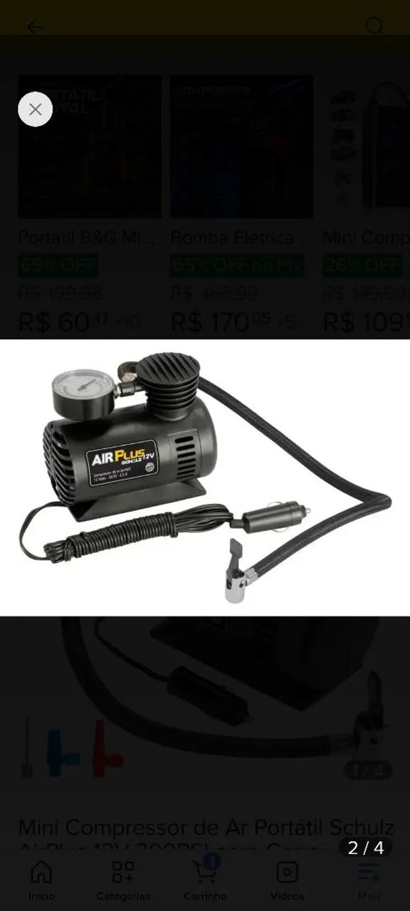 Mini compressor portátil 12v Schulz  - Foto 2