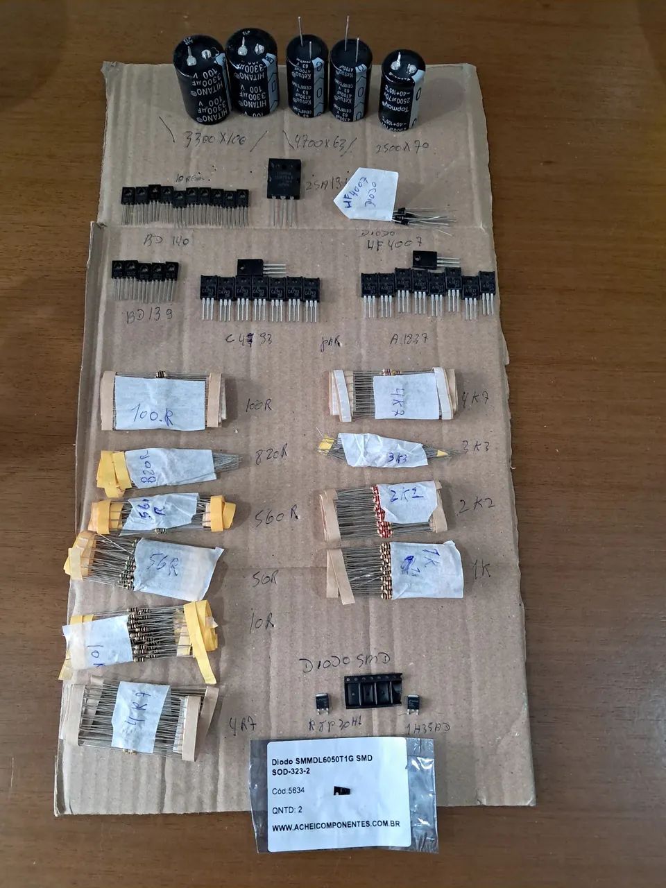 Kit- capacitor -transistor - Diodo - Resistor - Diodo cmd - transistor cmd 
