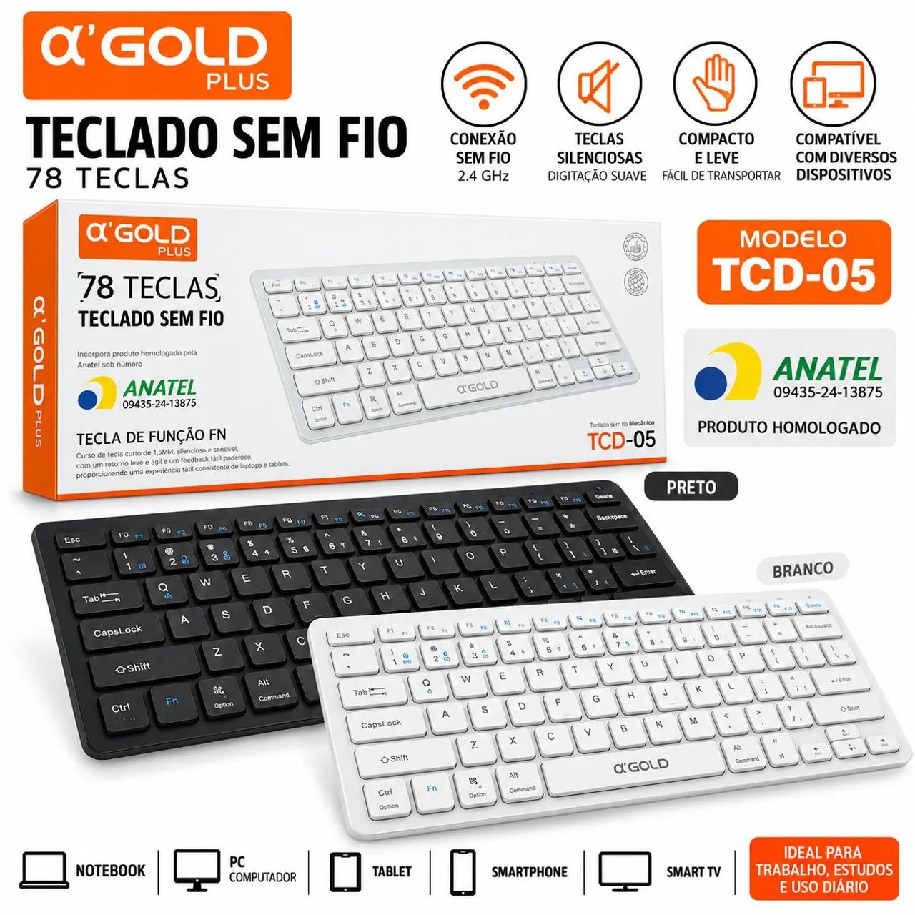 Teclado sem fio bluetooth 