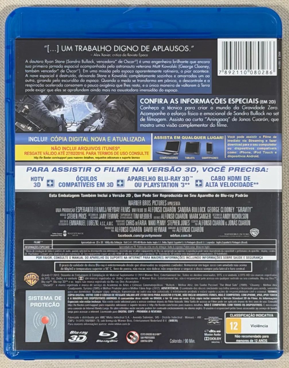 Blu-Ray + Blu-ray 3D Gravidade (original) - Foto 3