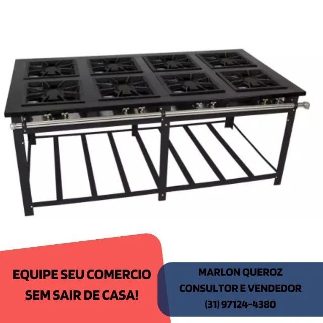 Fogão Industrial 8 Bocas 40x40CM Venâncio