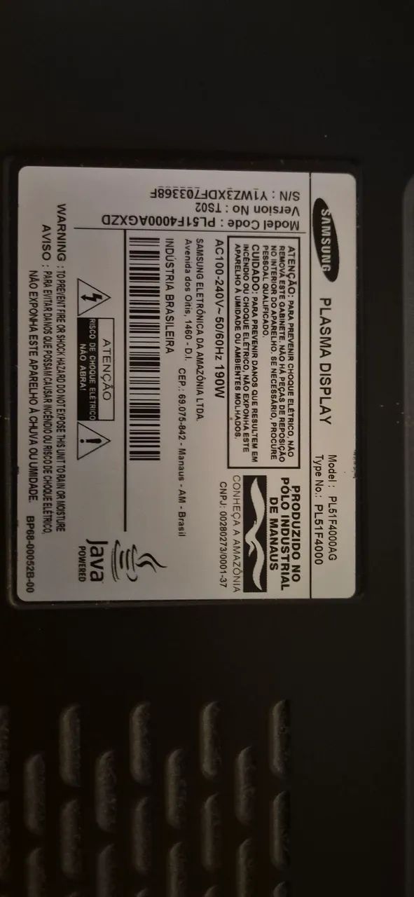 Tv Samsung Plasma 51' (defeito)