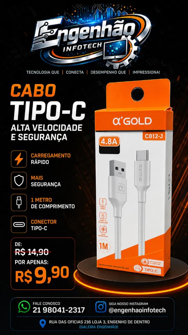 CABO PARA CARREGAR CELULAR TIPO C - Foto 2