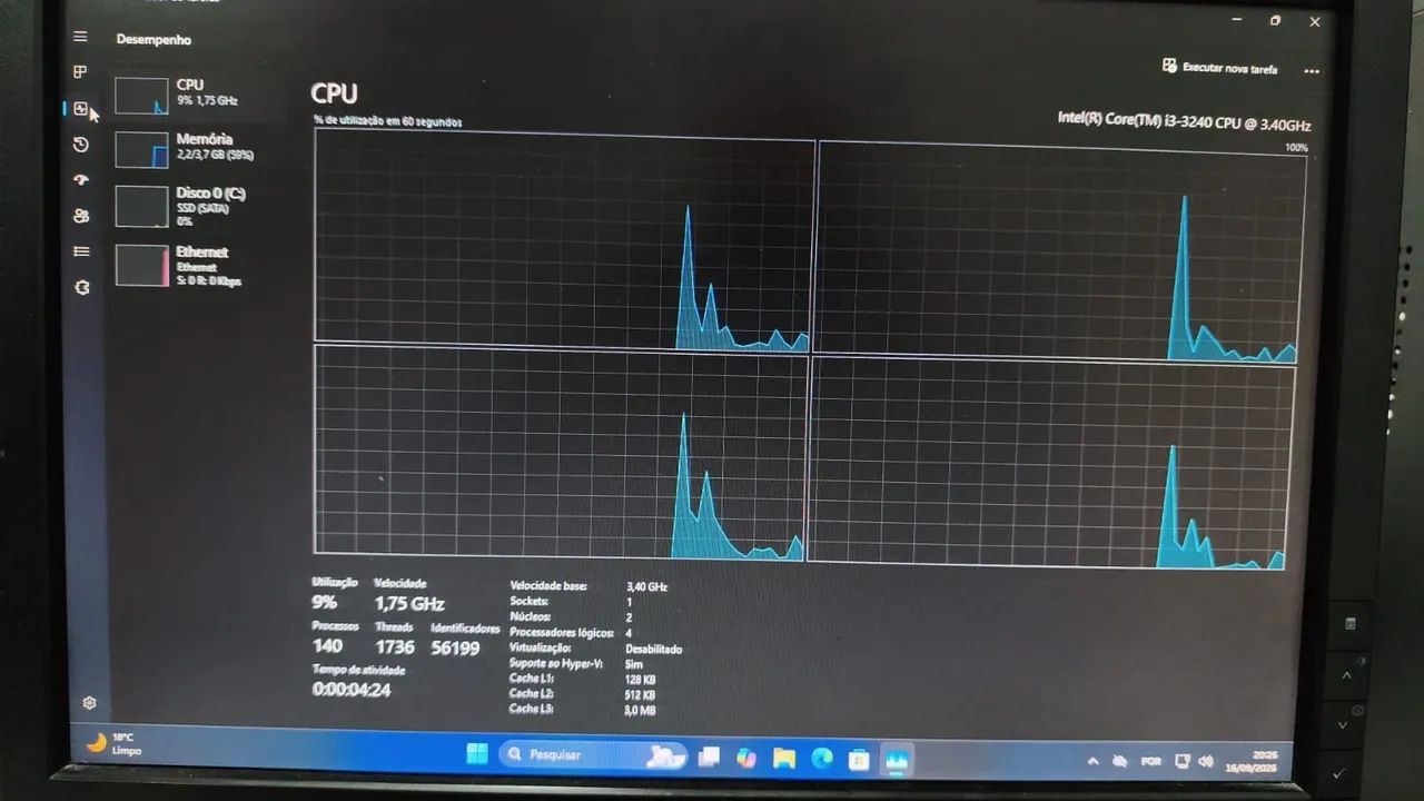 PC computador I3 3240 SSD 256 4G Windows 11 - Foto 2