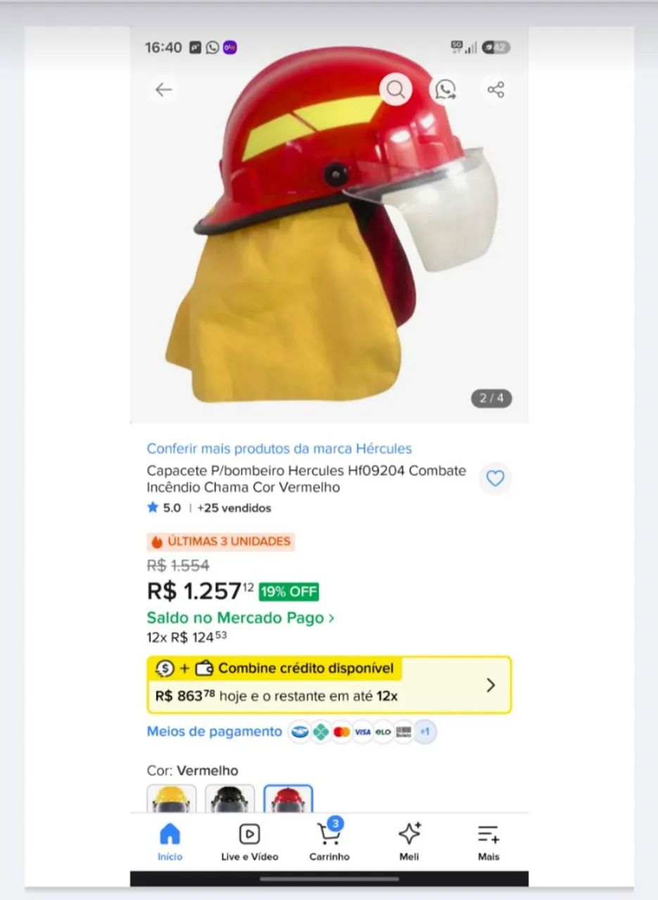 Capacete combate incêndio  - Foto 2