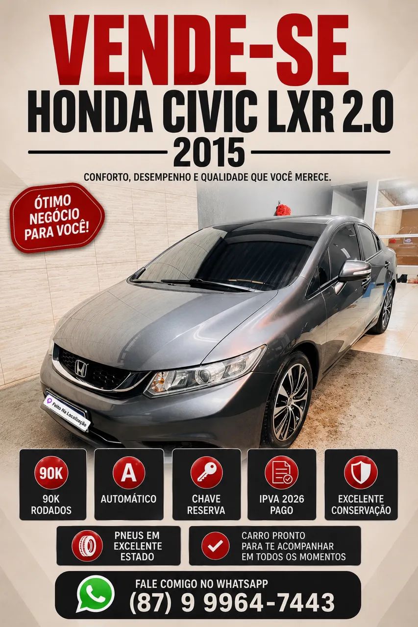 Honda Civic Civic Sedan LXR 2.0 Flexone 16V Aut. 4p 2015