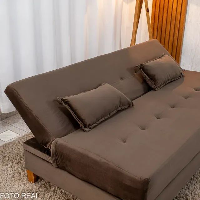 Sofa Cama Arpoador Veludo Marrom. Pronta Entrega. 1102 - Foto 3