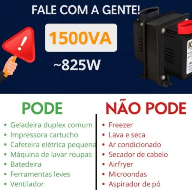 Transformador de voltagem220 para 100 e 110 para 220V - 1500 VA - Foto 2