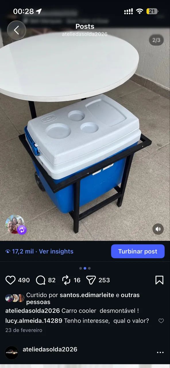 Carrinho com mesa e suporte para cooler  - Foto 4