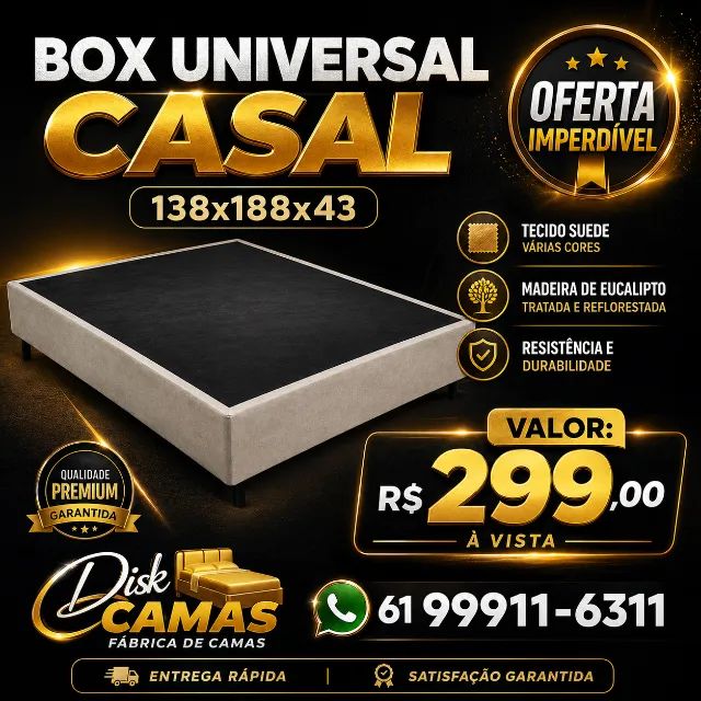 BOX UNIVERSAL CASAL - QUALIDADE, CONFORTO E PREÇO IMPERDÍVEL!