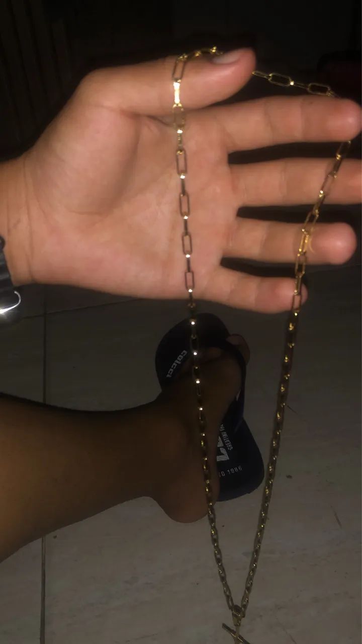 Corrente tijolinho banhada ouro 18k - Foto 3