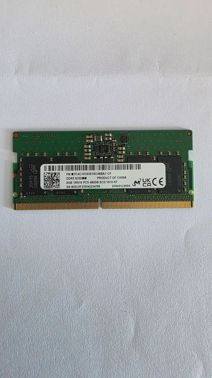 Memória RAM DDR5 8 GB SODIMM notebook 