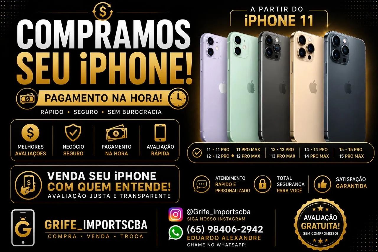 Compramos seu iPhone 11 12 13 14 15 16 17 pro e pro Max 
