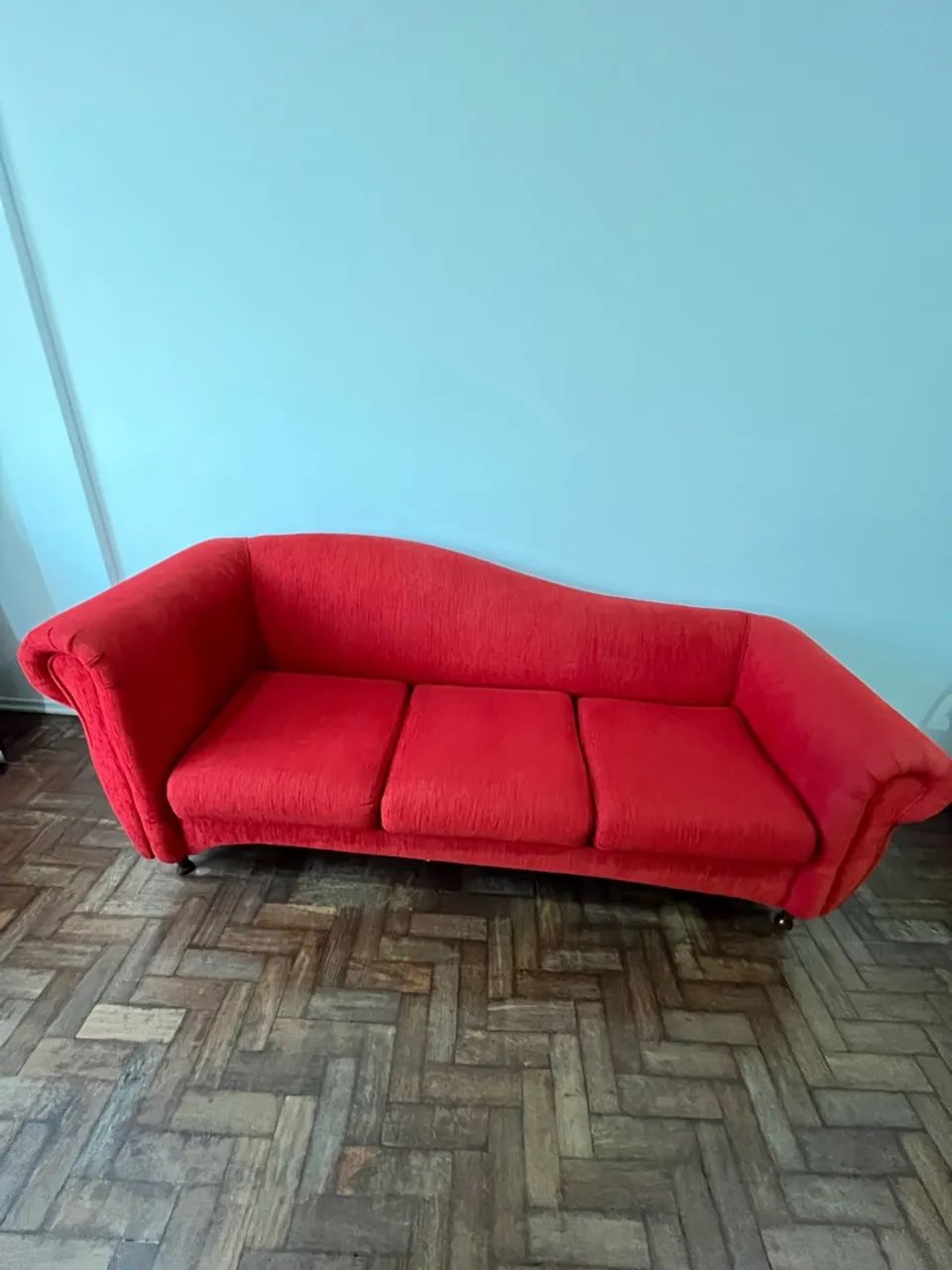 Sofá Retrô Vintage Vermelho 3 Lugares - Estilo Recamier / Divã