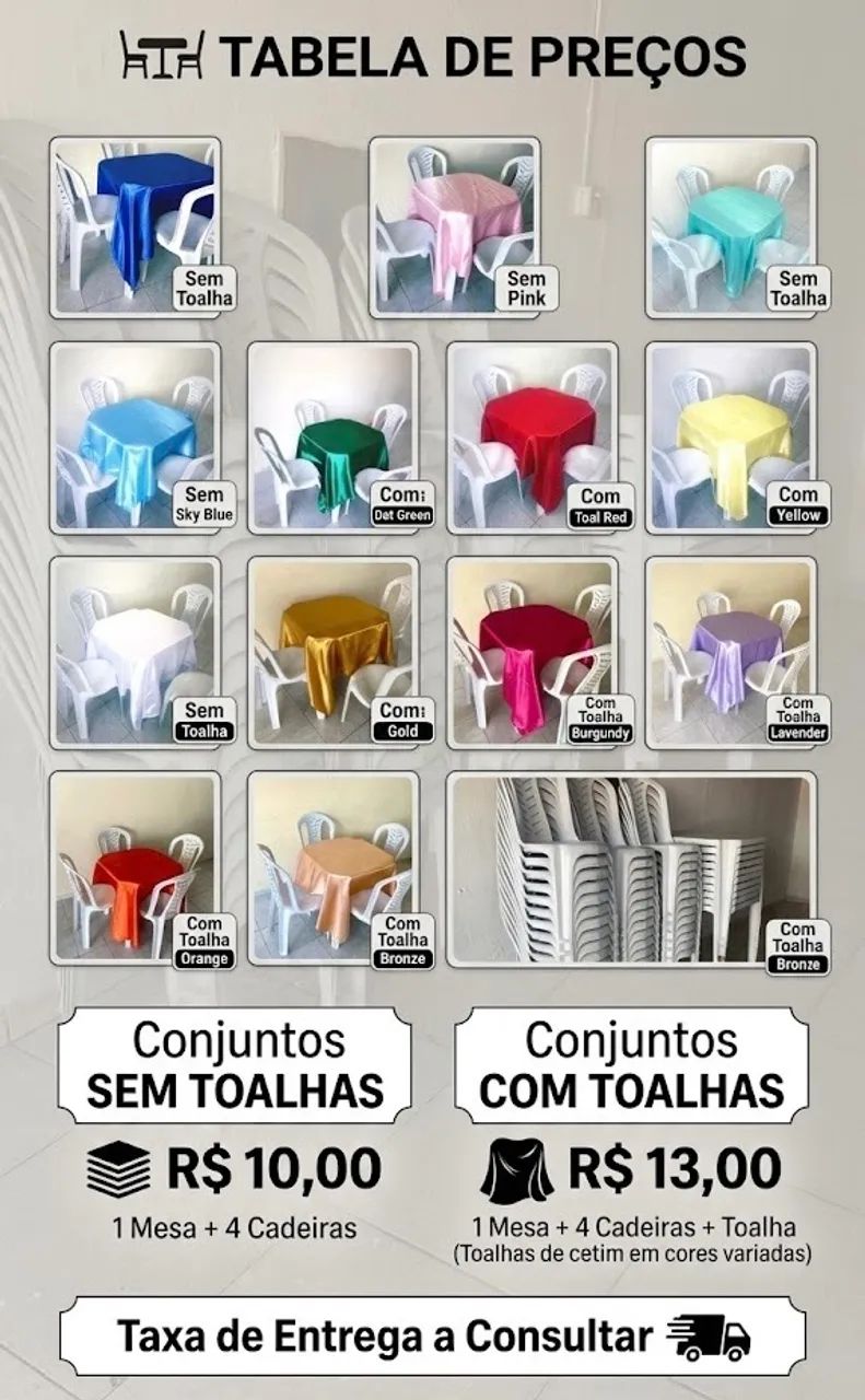 Aluguel de mesas e cadeiras para eventos
