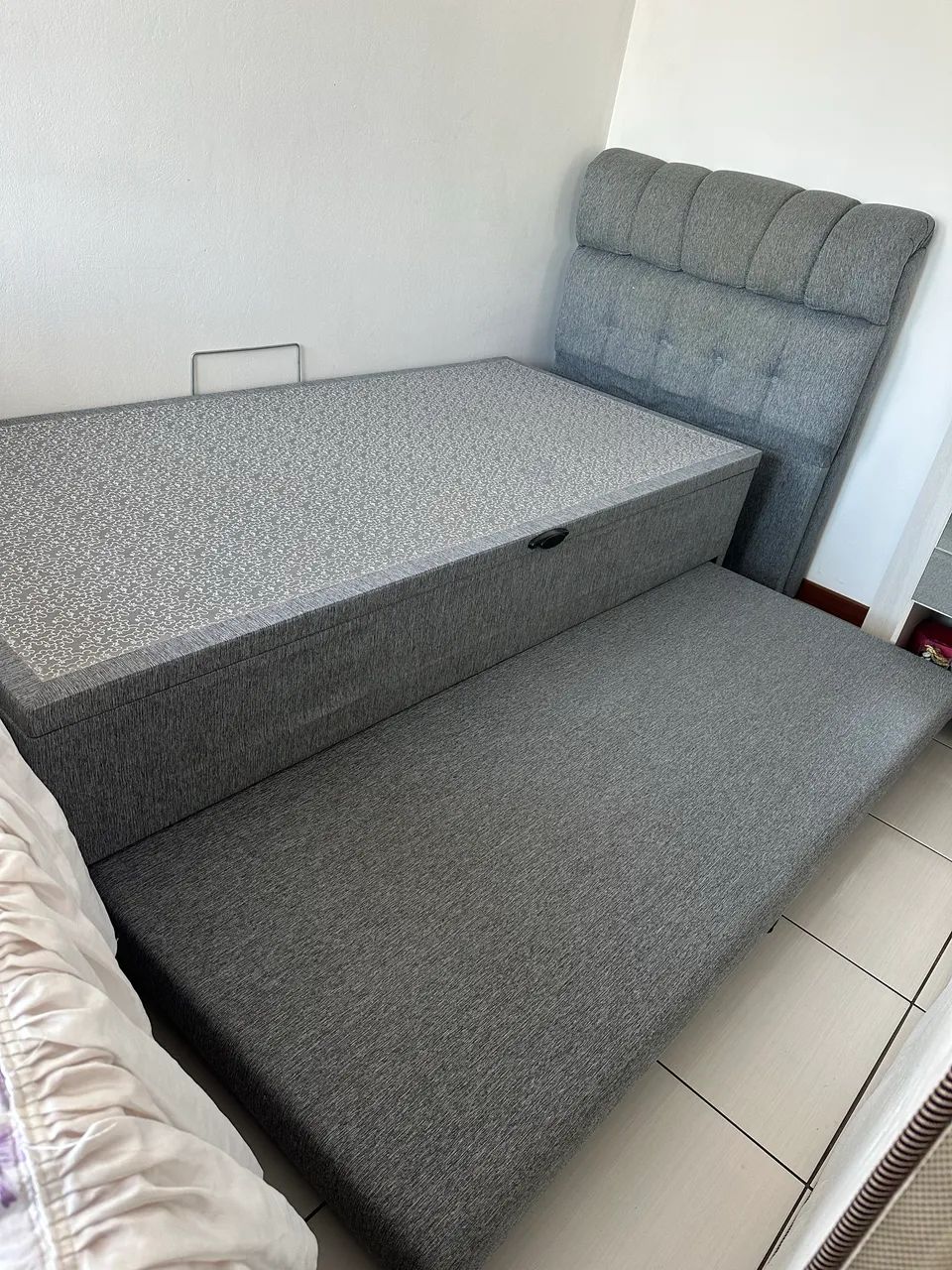 Cama Box Bau Solteiro com Cabeceira + Colchão - Excelente Estado - Foto 5