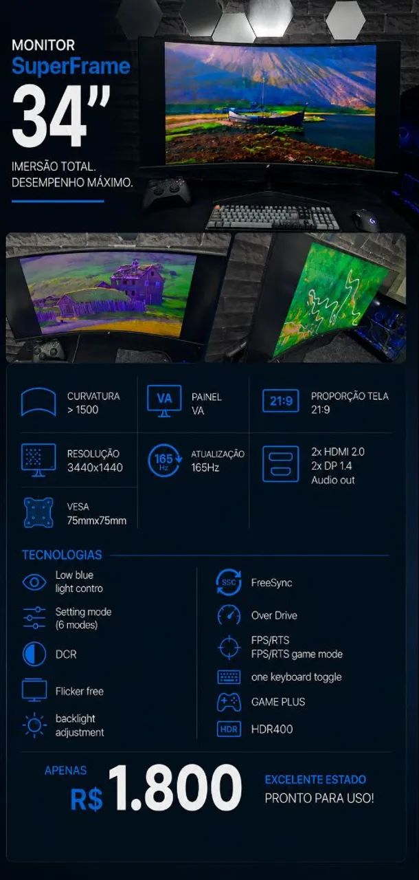 Monitor SuperFrame 34 curvo 