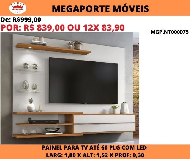 PAINEL DE TV ATÉ 60 POLEGADAS C/LED