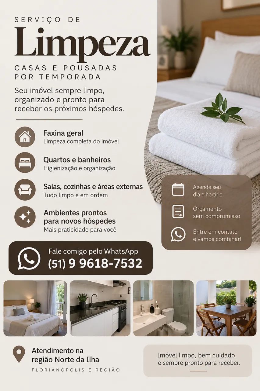 Limpeza para Airbnb, Casas, Aptos e Kitnets de Temporada.