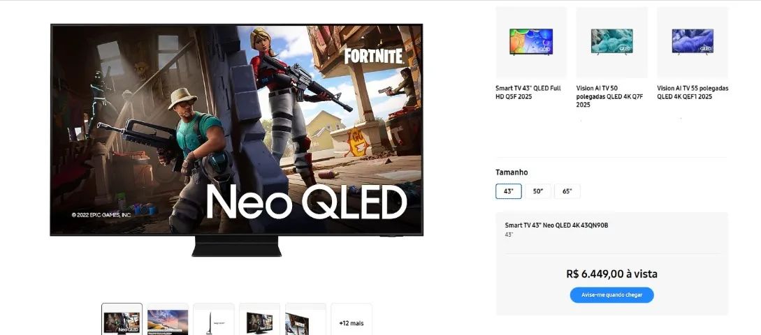 TV Samsung Gamer 43 Polegadas Gaming  Mini Neo QLED, 4K, 4 HDMI, Bluetooth, Wi-Fi, 144Hz,  - Foto 4