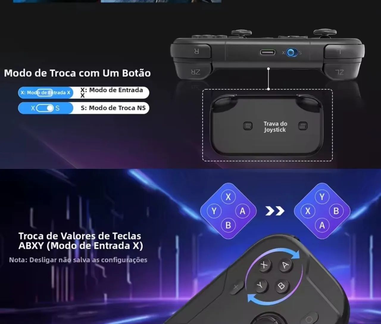 Gamepad de bolso multiplataforma para Switch, Android, iOS, PC, Steamdeck - Foto 4