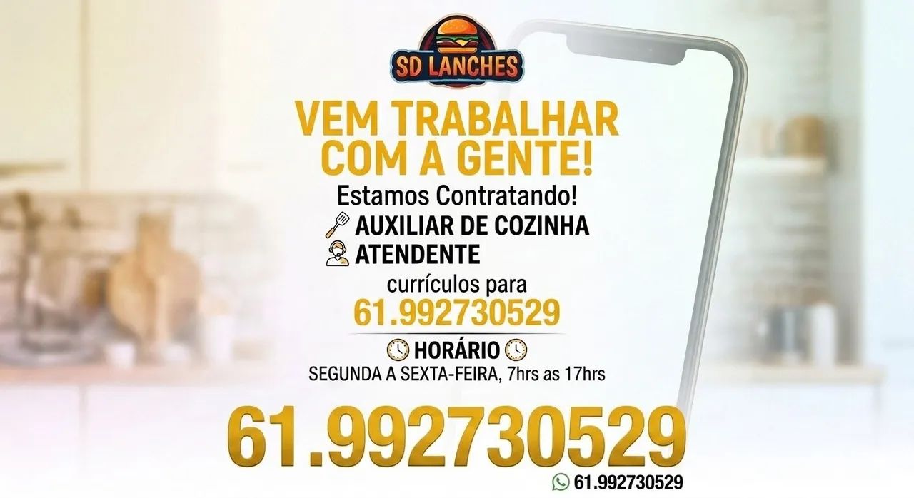 Auxiliar de Cozinha COM EXPERIÊNCIA e ATENDENTE 