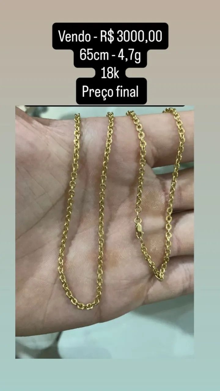 Corrente de ouro 18k 4,7g 65cm 