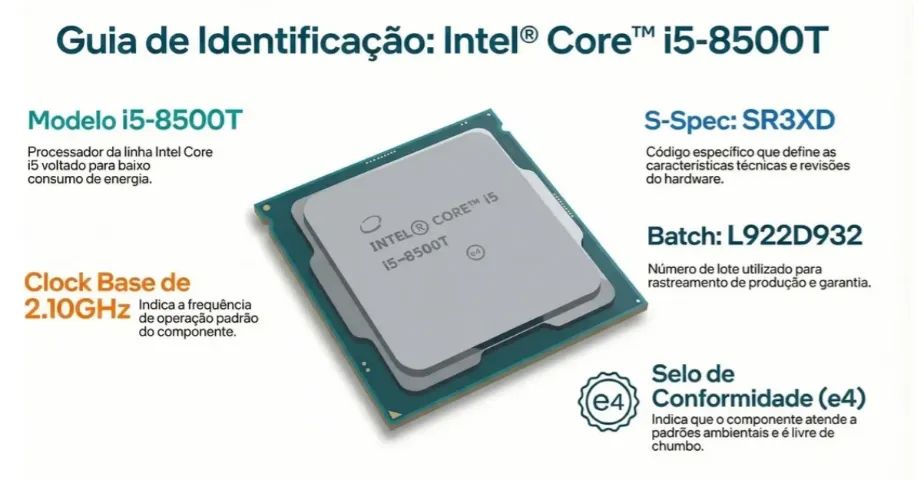 Processador Intel Core i5-8500T 8ª Geração LGA 1151 (Testado e Funcionando) - Foto 3