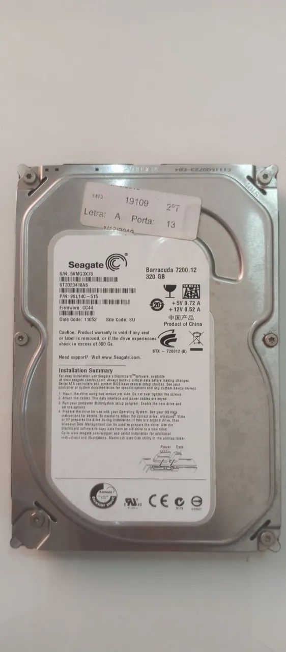 HD SEAGATE 320 GB - PARA COMPUTADOR E DVRS FUNCIONANDO 100%