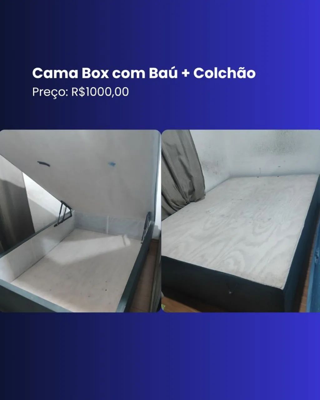 Cama Box com baú + colchão