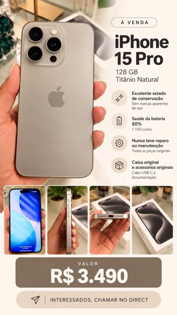 iPhone 15 Pro - 128 GB | Titânio Natural