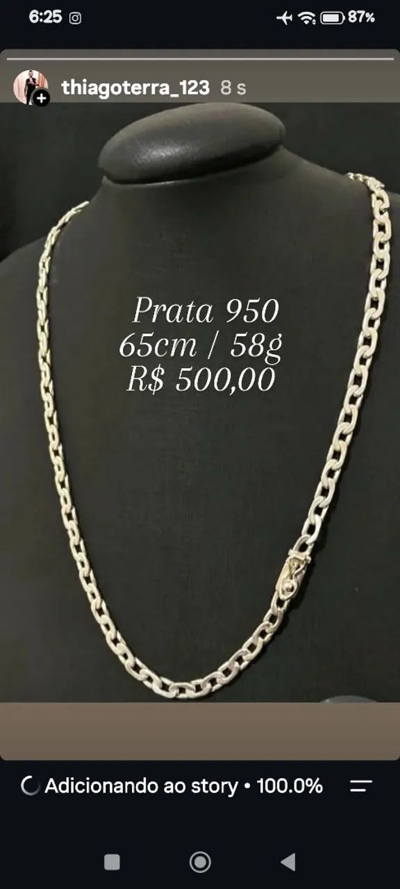 Cordão de prata 950