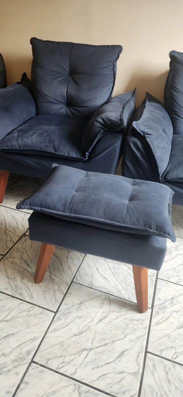 Kit com 2 Poltronas Opala Decorativas + 1 Puff em Suede - Foto 3