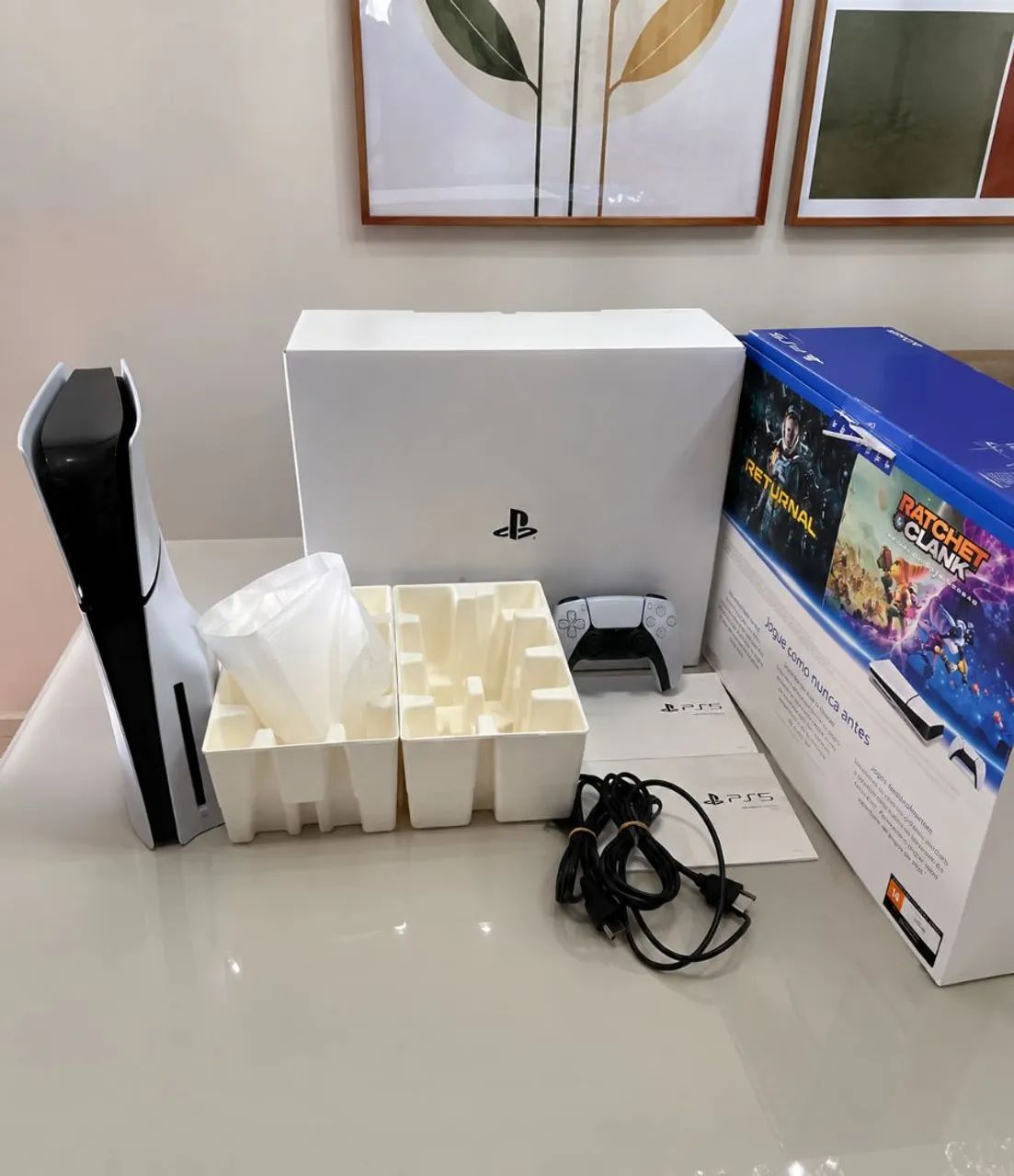 PS5 SLIM COM LEITOR COMPLETO + 2 JOGOS + CAIXA + NOTA FISCAL