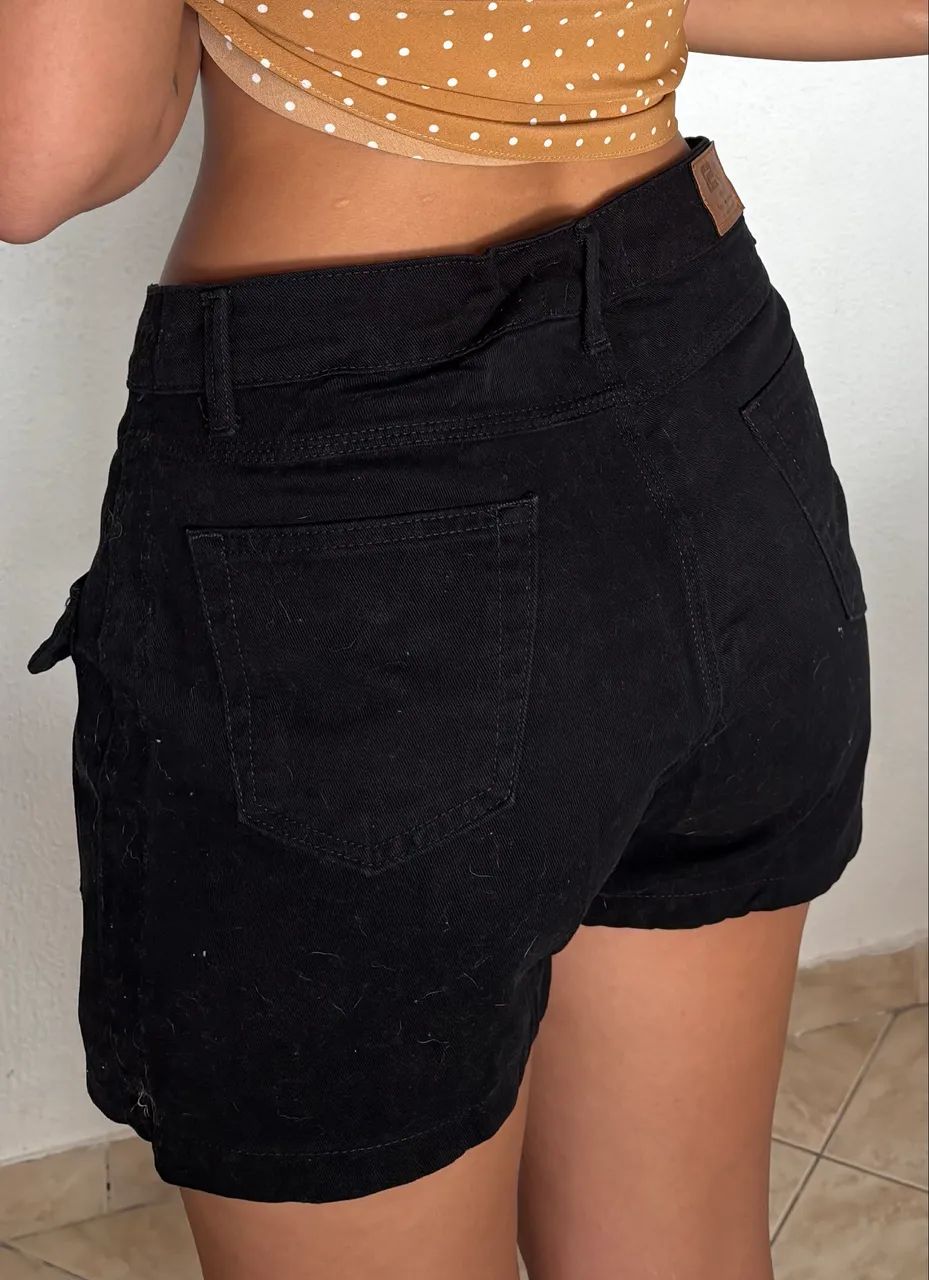 Short saia jeans preto  - Foto 4