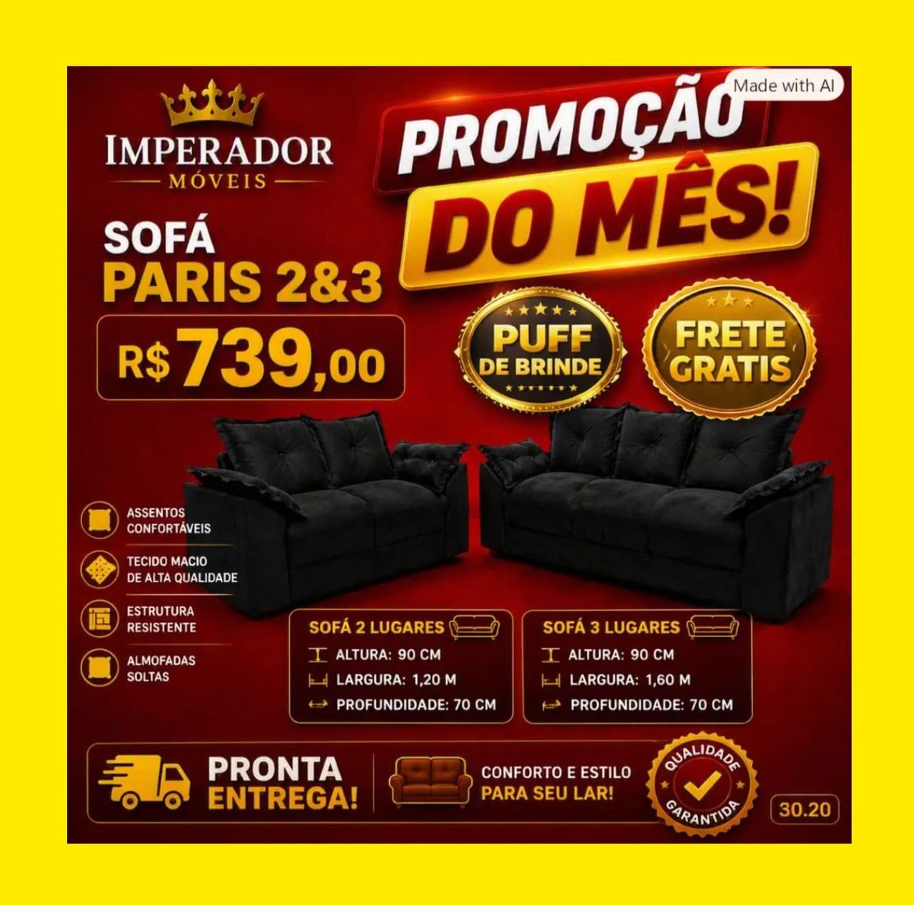 Sofá 2 e 3 Lugares 